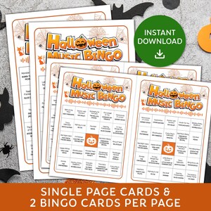 Halloween Music Bingo Game, Halloween Bingo with Spotify playlist, Halloween Party, Family Reunion Game