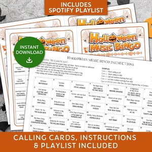 Halloween Music Bingo Game, Halloween Bingo with Spotify playlist, Halloween Party, Family Reunion Game