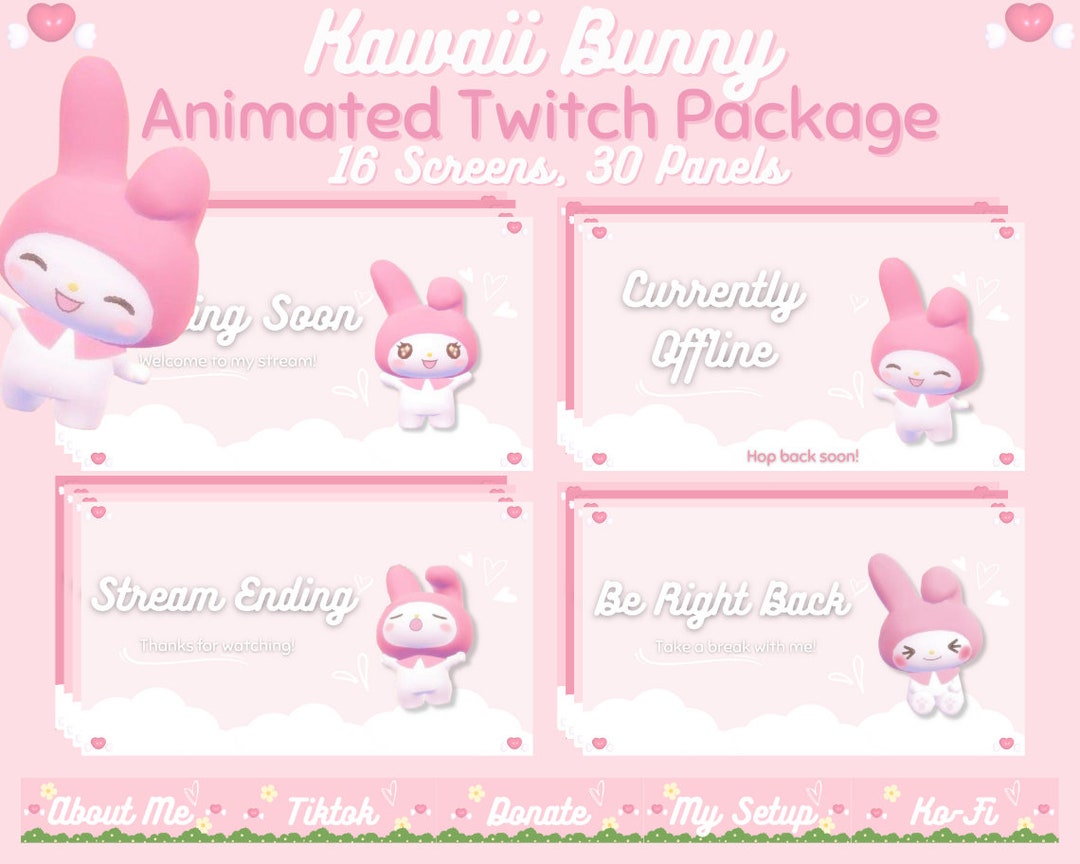 ANIMATED kawaii Bunny Twitch Stream Overlay - Etsy