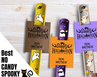 Etiquetas de Halloween para pulseras de bofetadas infantiles, golosinas de Halloween sin dulces, ideas de regalos de Halloween para el aula, recuerdos de Halloween sin dulces