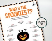 Who's the Spookiest Printable Game For adults, kids Halloween birthday Party Games, Engaging Holiday Activity for Family Gatherings, Parties