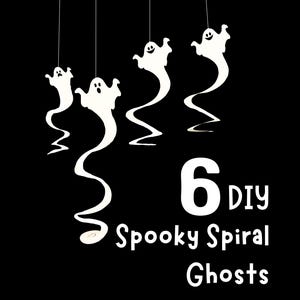 Spinning Ghost Cut & Paste Crafts, Halloween Party Decoration Kit, Swirling Ghoul Art, Kids Spooky Decor Scissor Control Practice Printable