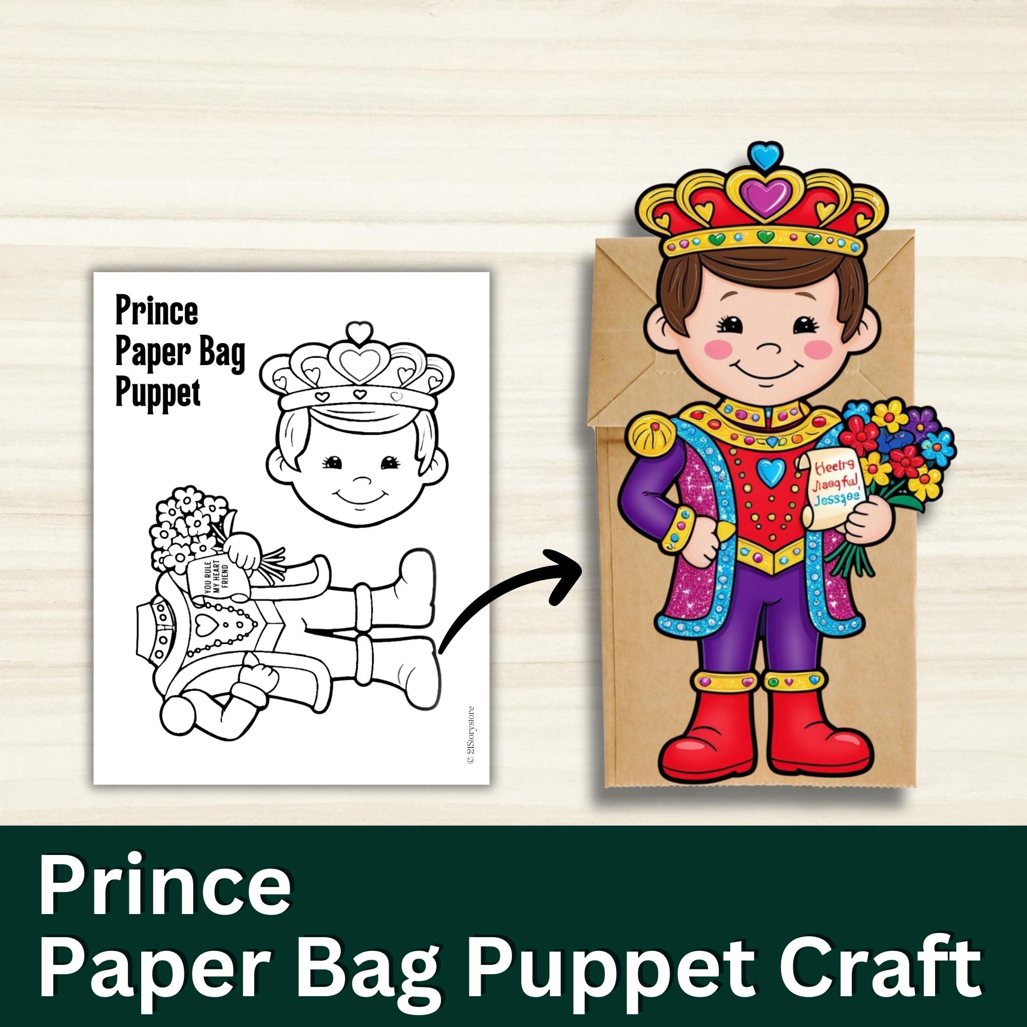 Easy Prince Paper Bag Puppet Craft for Kids, Fun Classroom Valentines ...