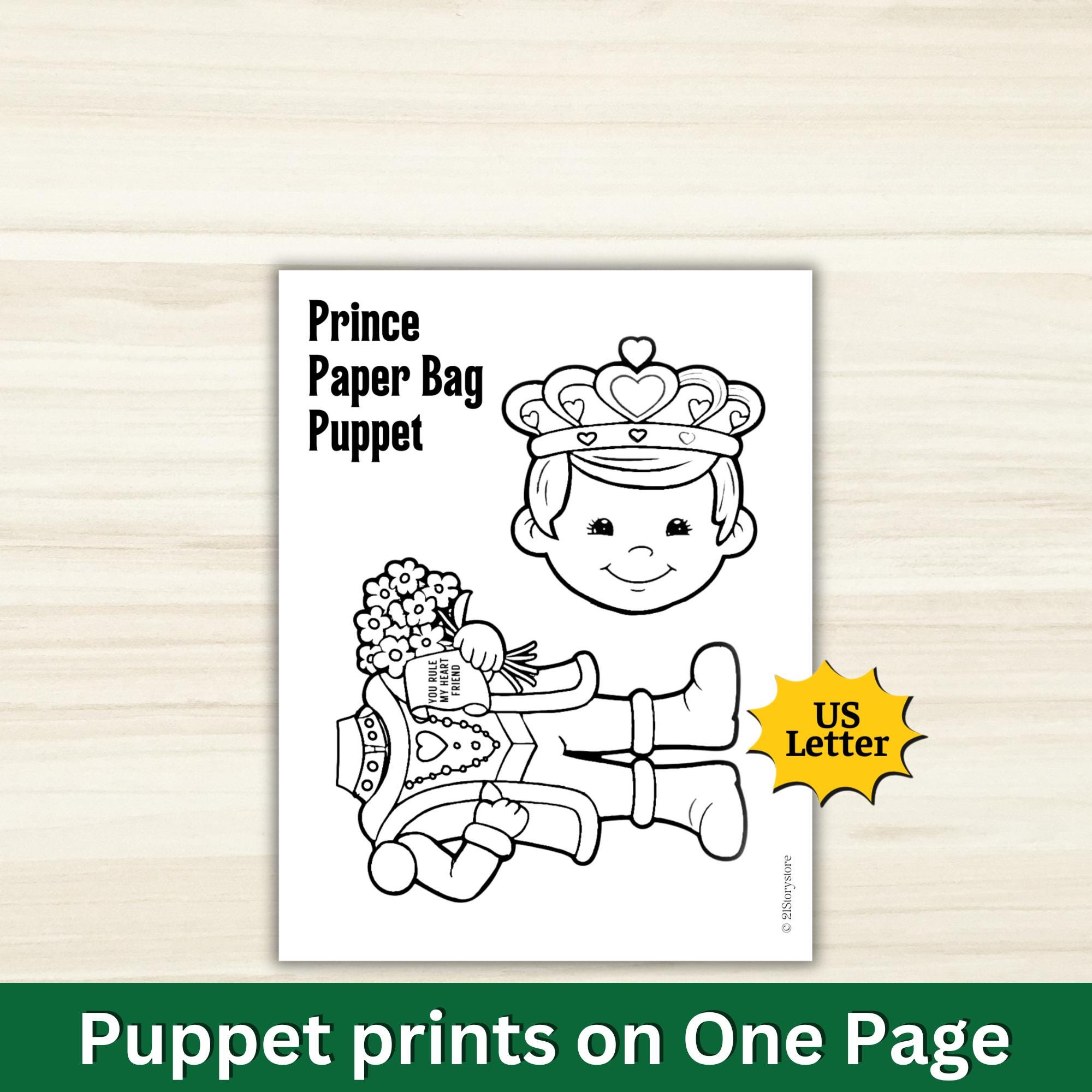 Easy Prince Paper Bag Puppet Craft for Kids, Fun Classroom Valentines ...