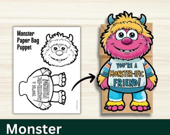 Monster Paper Bag Puppet Craft: Valentine's Day Activity (Digital Download)
