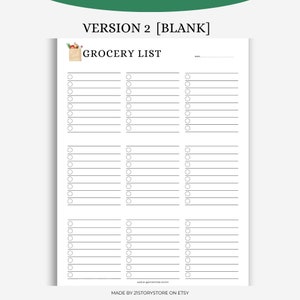 Printable Grocery List Template Grocery Planner Master - Etsy