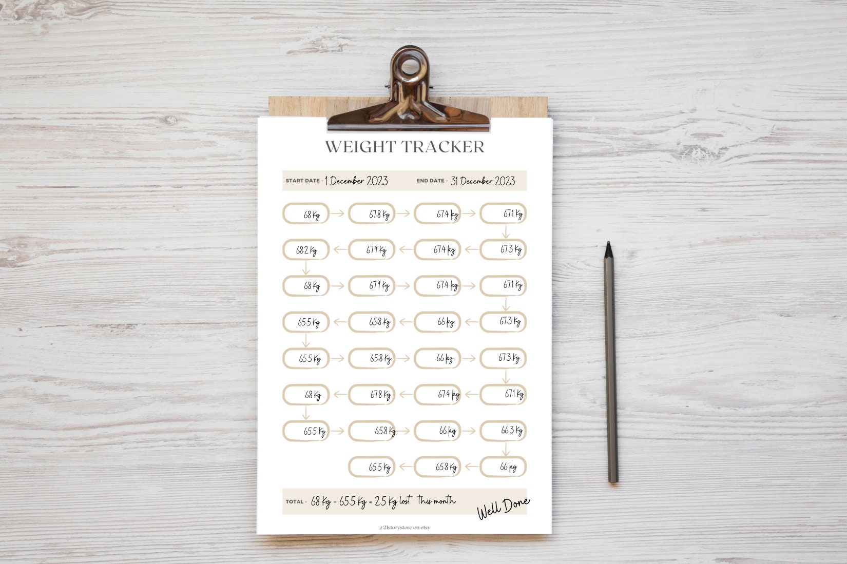 2024 Daily Weight Tracker, Weigh-in Chart, Printable Fitness Tracker ...
