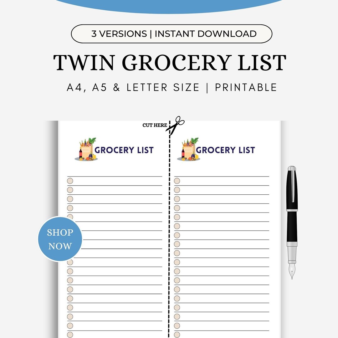 Blank Grocery List Grocery List Printable Grocery Shopping - Etsy