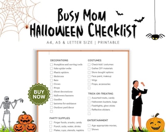 忙しいママ| ハロウィンチェックリスト| 記入済み| 印刷可能| トリック・オア・トリートギフト| ハロウィンプランナー| ハロウィンギフト| 不気味なギフト| A4/A5/レターサイズ
