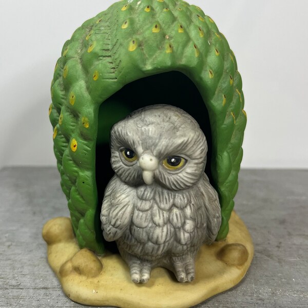 Owl Woodland Surprises Hand Painted Fine Porcelain Jacqueline B Smith Figurine Collectible Display