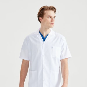 Men's White Short Sleeve Lab Coat Medical Student Gown - Etsy