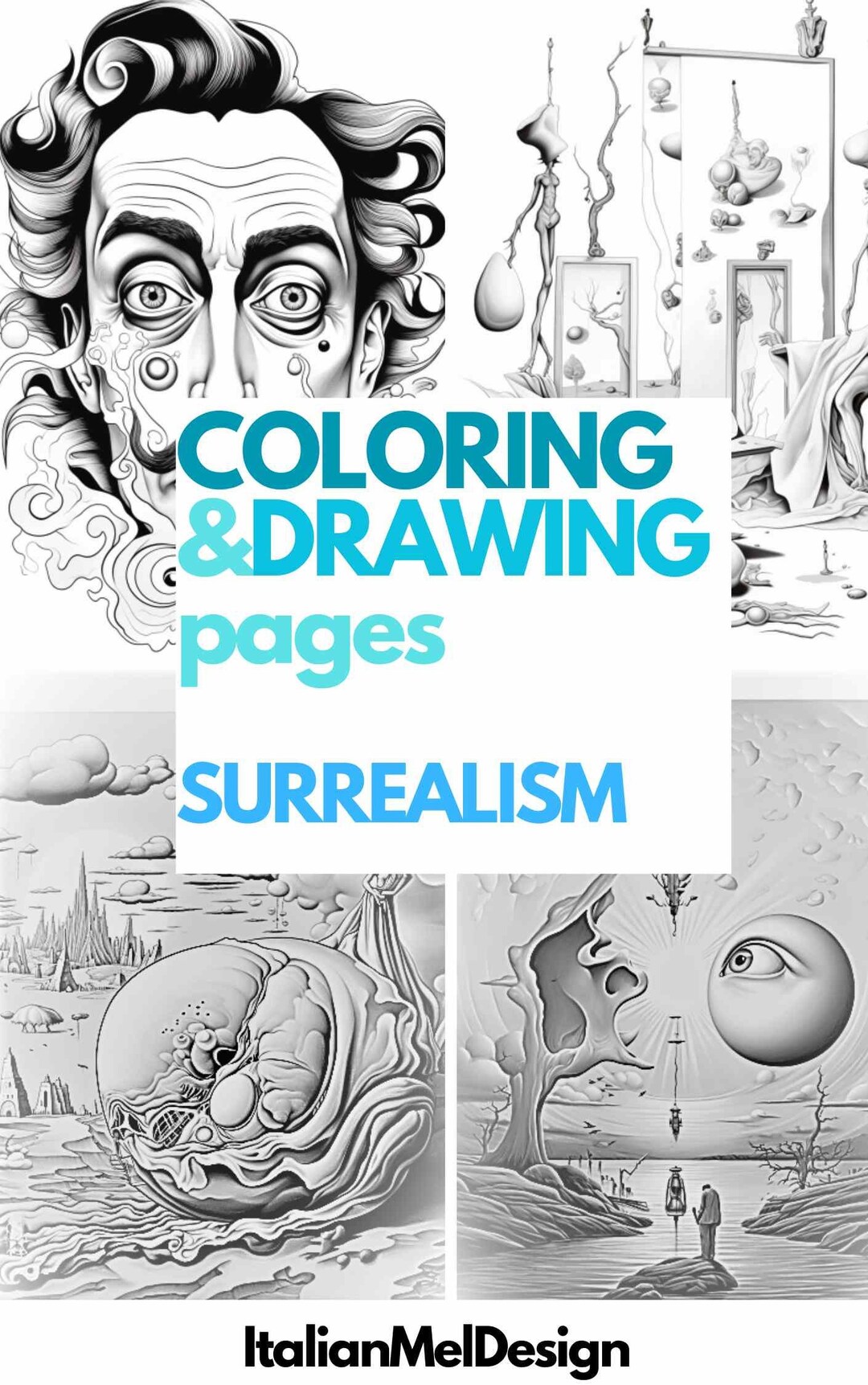 18 Printable Coloring Pages SURREALISM. for Adults. Instant - Etsy