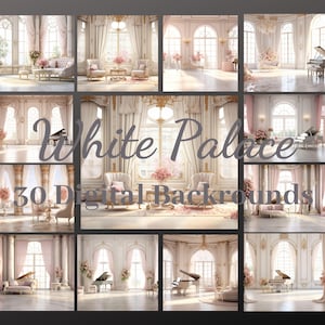 30 White Elegant Palace Room Backdrops, Maternity Backdrop Overlays, Photography Digital Background, Artsy, Atmospheric, Magical Flowery