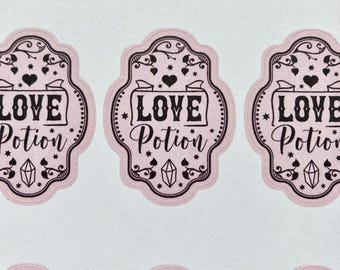 Love Potion Stickers: Gothic Bottle Labels, Wedding Favors