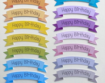 Happy Birthday Card Making Sentiments: Multicolored Embellishments Toppers Banners