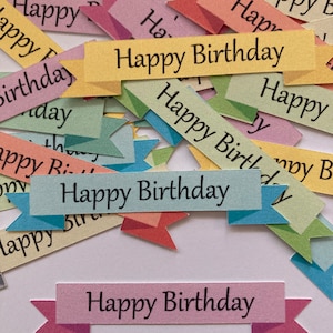 Happy Birthday Card Making Sentiments: Multicolored Embellishments Banners image 1