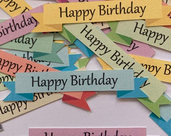 Happy Birthday Card Making Sentiments: Multicolored Embellishments Banners