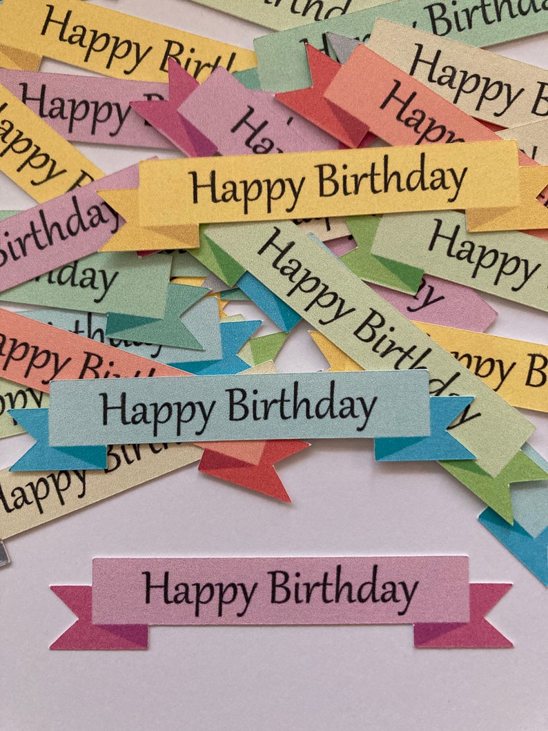 Happy Birthday Card Making Sentiments: Multicolored Embellishments Banners image 1