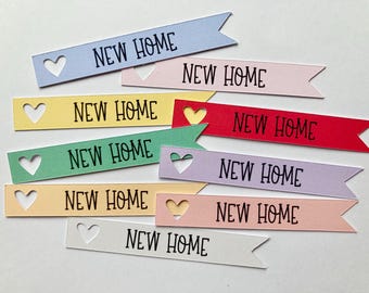 New Home Card Banners, Multicolored Craft Embellishments
