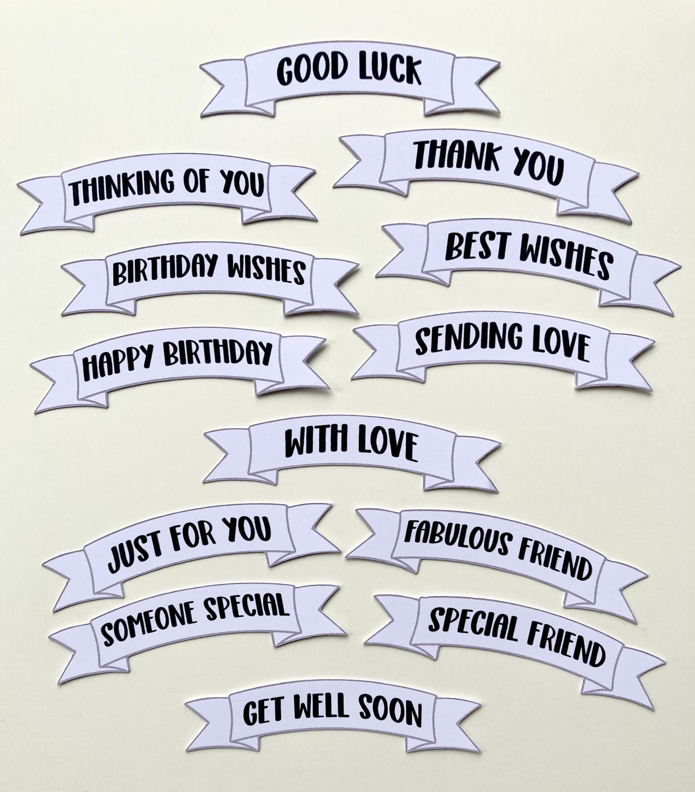 Sentiments Banners Card Making Card Making Sentiment Banners - Mixed Font Embellishments, 39 Pack ...