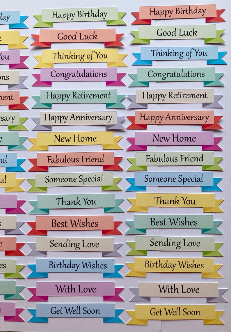 Sentiments Banners Card Making Birthday Card Making Sentiment Banners – Mixed Sentiments, 45 ...