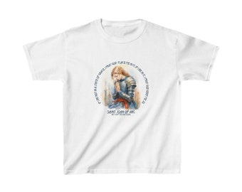 Kid's Saint Joan of Arc graphic tshirt, patron saint, catholic t-shirt, christian tshirt, unisex Kids Heavy Cotton™ Tee short sleeve