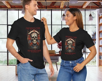 Memento Mori tshirt, Catholic clothing, catholic tshirt, Latin for Remember Death, unisex Bella+Canvas 3001