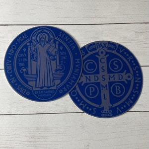 3 inch Saint Benedict Medal and Cross sticker, catholic saint sticker, catholic sticker, Navy Catholic, faith sticker