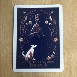 2 3/4 Inch tall Saint Francis of Assisi kiss cut waterproof vinyl sticker, catholic sticker, faith sticker, patron saint sticker