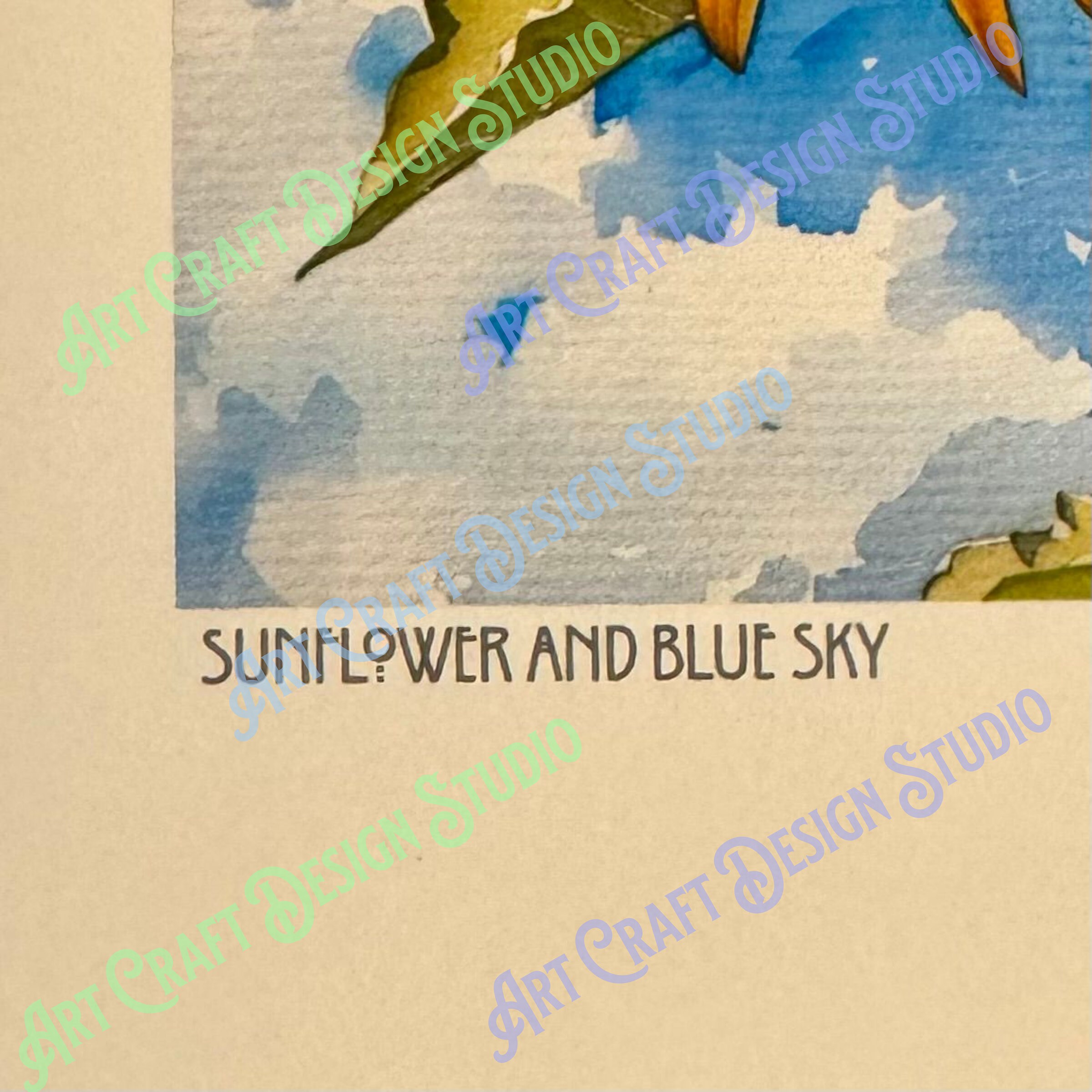 Sunflower and Blue Sky Unframed Art Print of Original Watercolor ...