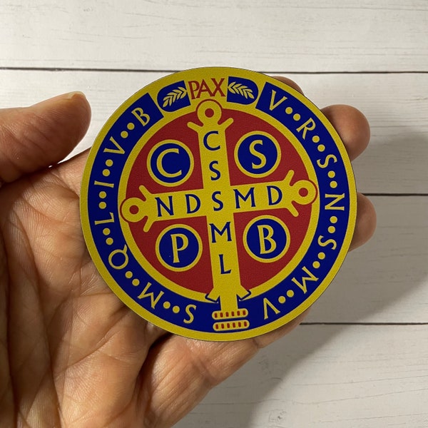 Saint Benedict Cross magnet, Cross of Saint Benedict magnet, catholic magnet, catholic saint magnet, Catholic Marine, USMC, faith magnet