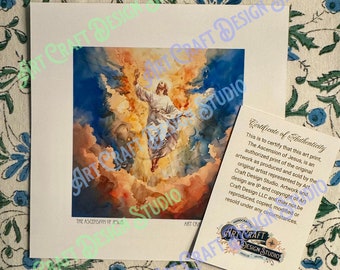 The Ascension of Jesus art print, unframed watercolor art print in multiple sizes,  printed on ultra premium studio matte 60lb stock