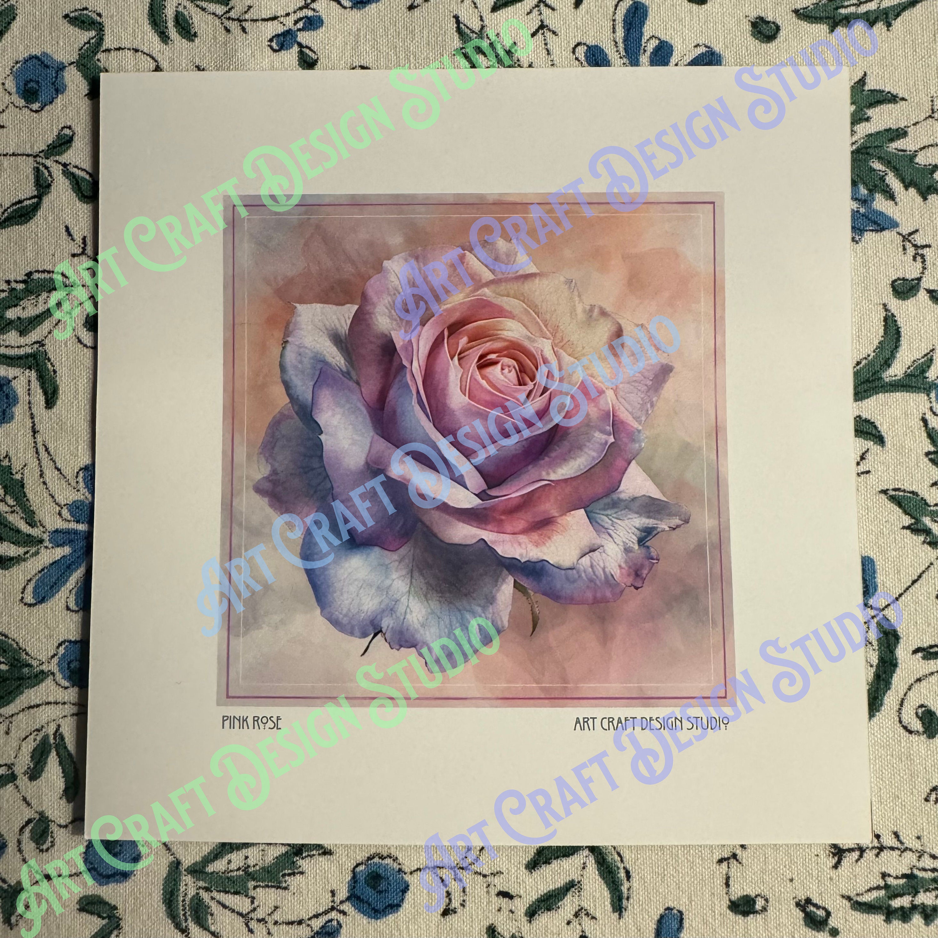 Watercolor Pink Rose Print 6x6 of Original Watercolor Artwork, Unframed ...