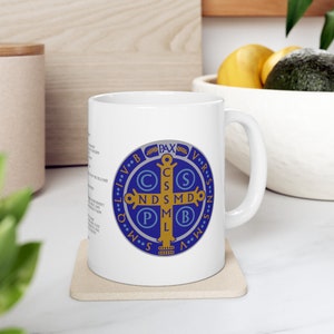 Saint Benedict Medal Coffee Mug, catholic coffee mug, christian coffee mug, catholic mug, Catholic Air Force, patriot, 15oz