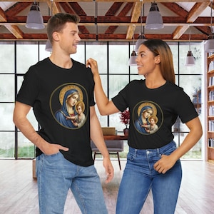 Madonna and Child tshirt in renaissance style, catholic t-shirt, christian tshirt, unisex short sleeve Bella+Canvas 3001