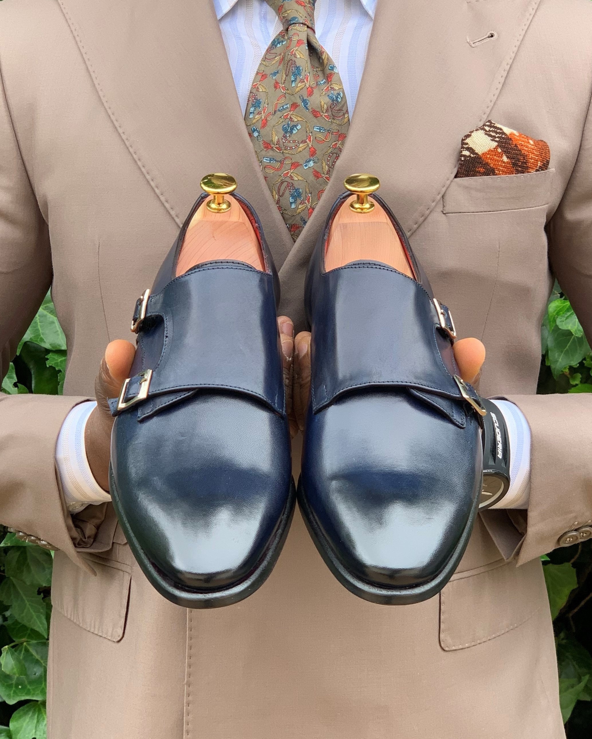 Double Buckle Italian Genuine Leather Shoes for Men Handmade  display picture 2