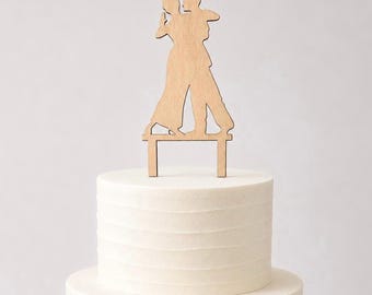 dancing bride and groom cake topper