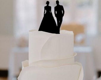 wedding cake topper elegant minimal silhouettes