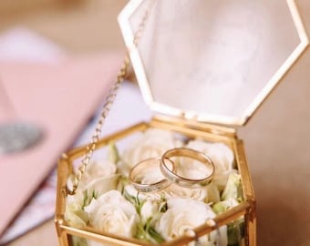 Glass and gold ring box