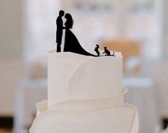 Cake topper for newlyweds with animals or children