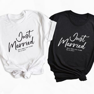 Personalized Just Married Shirt, Honeymoon Shirt, Couples Matching Wedding Tee, Bride and Groom Custom Tee, Honeymoon Gift, Just Married Tee