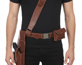 Din Djarin Inspired Mandalorian Holster, Star Wars Cosplay Leather Costume, Bounty Hunter Mando Armor
