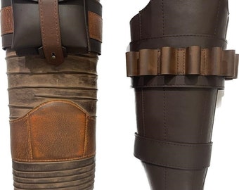 Ręcznie wykonany skórzany pancerz na nogi Mandalorianina, unisexowy kostium cosplay