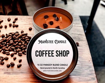 Coffee Shop - Candle - Waxmelt -Highly Coffee Scented with Coffee Bean Embeds
