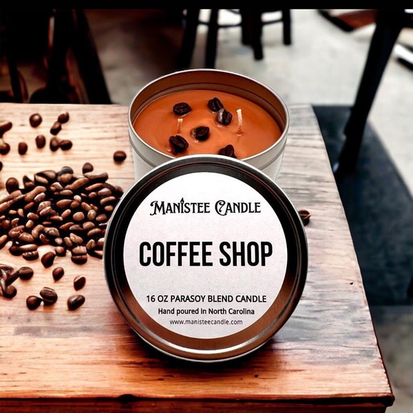 Coffee Shop - Candle - Waxmelt -Highly Coffee Scented with Coffee Bean Embeds