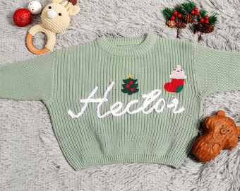 Personalized Baby Sweater Name, Embroidered Children's Jumper, Baby Knit Sweater, Customized Baby Sweater, Baby Gift, First Christmas Gift