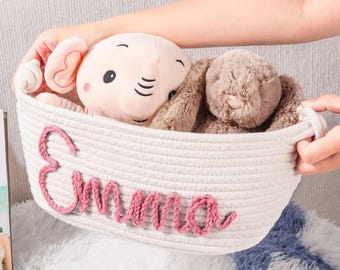 Cesto portagiochi personalizzato per cani, cesto portagiochi per animali domestici, cesto portagiochi per cuccioli, cesto con nome per cani, cesto per il bagnetto dei neonati, cesto con corda di cotone