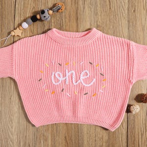 Custom One Birthday Sweater, First Birthday Sweater, Personalized Baby Holiday Sweater, Baby Name Jumper, One Year Old Gift, Name Sweater