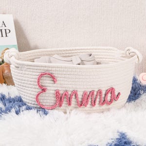 Personalisierte handgemachte Körbe • Baby-Geschenke • Baby-Dusche-Geschenke • Baby-Körbe • I-Cord Weben Handwerk • Haustierkörbe • Name Baumwollkordel-Körbe