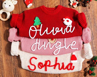 Hand Embroidery Sweaters, Custom Toddler Sweaters, Knit Sweater, Baby Jumper, Nursery Gifts, Baby Boy/Girl Gift, Christmas Sweater